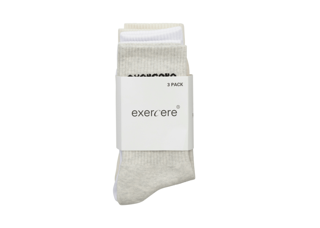 Exercere Socks One Size 3 pack socks - White, Grey, Beige